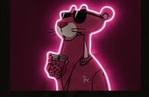 Pink neon panther wall piece